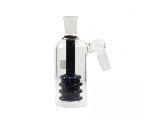 4-inch glass ash catcher with an 8-arm percolator tree and a 14mm male joint, designed for enhanced smoke filtration and a smoother smoking experience.