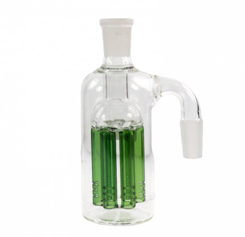 5-inch glass ash catcher with a green 6-arm tree percolator and a 14mm male joint, providing superior filtration and a smooth smoking experience.