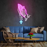 PRAYING HANDS UV LIGHT | DIVINE NEON ART & EASY INSTALLATION