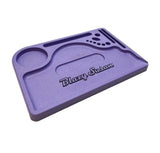 Purple Blazy Susan hemp plastic rolling tray with sleek compartments for rolling papers and accessories, ideal for eco-conscious users.