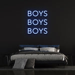 Boys Boys Boys blue LED neon sign, modern wall decor for bedrooms, entertainment spaces, or bars