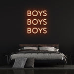 Boys Boys Boys orange LED neon sign, stylish wall decor for bedrooms, bars, or entertainment spaces