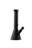 Cookies Black Beaker Bong with engraved logo and leaf patterns, featuring a sturdy design and high-quality glass for smooth and efficient smoking.

