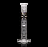 Crystallized Milkyway Straight Tube – 12-inch dark blue and silver frit glass bong, featuring double-layer sandblast and signature heart icon.