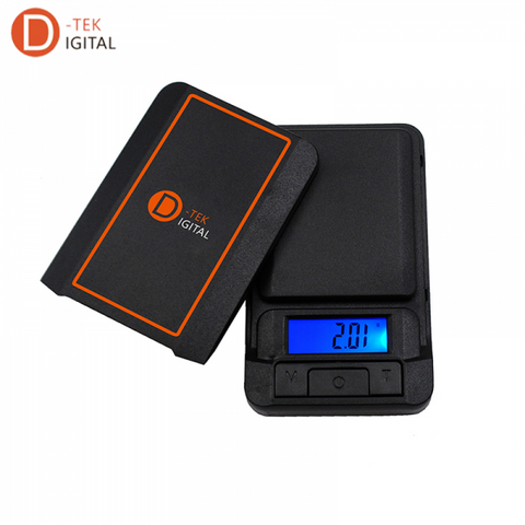 D-Tek Digital DT5-120 Pocket Scale in black with 120g capacity and high-precision 0.01g accuracy, compact and portable design