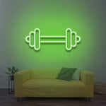 Green dumbbell LED neon sign for fitness and gym decor