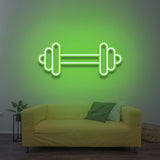 Green dumbbell LED neon sign for fitness and gym decor