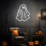 Friendly Ghost LED Neon Sign, Illuminated Wall Décor, Spooky Chic Halloween Decoration for Home