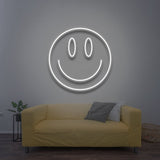 Fun Smiley LED neon sign for home or office, adding a playful and welcoming touch to any room with its bright and colorful glow.