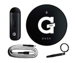 G Pen Dash dry herb vaporizer kit including vaporizer, charger, and accessories for portable use.