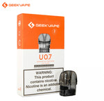 GeekVape U Replacement Cartridge with Coil, 2ml Capacity, Side Fill Design, Compatible with Sonder U, Aegis U, Obelisk U, Wenax U, and Digiflavor U Pod Kits, 0.75ohm & 1.1ohm Resistance, 3ct Pack