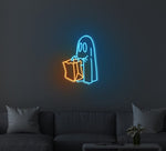 Ghost Halloween Neon Sign, LED Wall Decor for Halloween Parties and Events, Spooky Glow Decoration