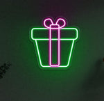 Gift Box LED Neon Sign, Illuminated Holiday Wall Décor, Perfect for Birthdays and Special Occasions