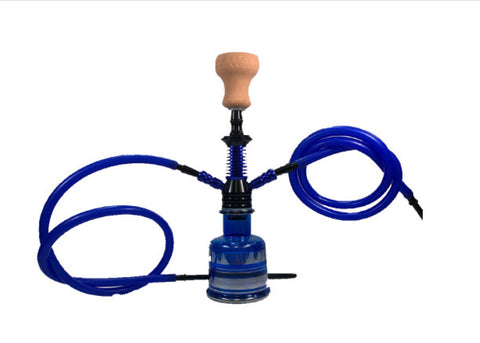 Golden Star 17-inch aluminum and glass double hose hookah with removable attachments, assorted colors, screened bowl, and hose attachment for smooth smoking experience.