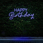 Festive Happy Birthday LED neon sign, a stylish lighted decoration for birthday celebrations.