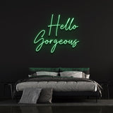 Beautiful Hello Gorgeous LED neon light, ideal for inspiring and stylish bedroom decor.