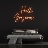 Modern Hello Gorgeous LED neon sign, an elegant and affordable choice for event decor.