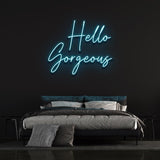 Motivational Hello Gorgeous LED neon sign, a stunning wall display for homes or offices.