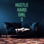 Inspirational Hustle Hard Girl LED neon sign - wall decor for home or office, perfect for motivating boss babes with a vibrant touch.