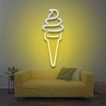 Yellow Ice Cream LED Neon Sign, sweet and vibrant wall decor for adding charm to your home or dessert shop.