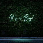 It's a Boy! green LED neon sign – unique and stylish decor for baby showers and nurseries, perfect for welcoming your baby boy.