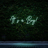 It's a Boy! green LED neon sign – unique and stylish decor for baby showers and nurseries, perfect for welcoming your baby boy.