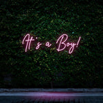 It's a Boy! pink LED neon sign – stylish baby shower and nursery decor, perfect for celebrating the arrival of a baby boy.