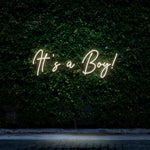 It's a Boy! warm white LED neon sign – elegant and energy-efficient decor for baby showers and nurseries, ideal for welcoming a baby boy.