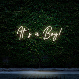 It's a Boy! warm white LED neon sign – elegant and energy-efficient decor for baby showers and nurseries, ideal for welcoming a baby boy.