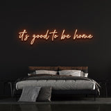 It's Good to Be Home orange LED neon sign – unique and cheerful wall decor for homes, adding a pop of color and warmth.