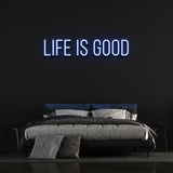 Vibrant 'Life is Good' LED neon sign, perfect for adding charm and positivity to any room.