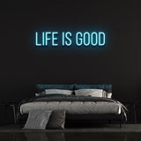 Life is Good LED neon wall sign, perfect for uplifting home and office spaces with long-lasting glow.