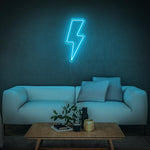 Energy-efficient 'Lightning Strike' LED neon sign, perfect for home or office decor with long-lasting glow.