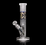 Milkyway Crystallized 12-Inch Straight Tube – Dark blue and silver frit glass bong with ergonomic design, featuring heart icon and Orbit Bowl.