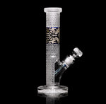 Milkyway Crystallized Straight Tube – 12-inch glass bong with dark blue frit design, ergonomic grip, and Orbit Bowl for a smooth experience.