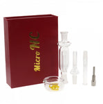 Compact Nectar Collector Micro 10mm Glass Kit for portable dabbing, featuring titanium or quartz tip and water chamber for smooth vaporization of concentrates.