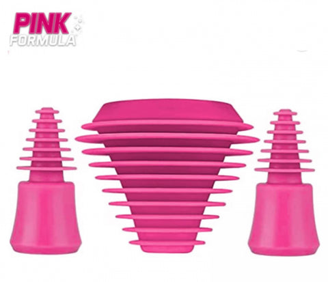 Pink Formula Pink Plugs Pipe Cleaner 3PCS, premium food-grade silicone for cleaning glass water pipes and rigs, creating a leak-free seal for easy cleaning and transport.