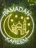 Ramadan Kareem LED Neon Sign – perfect lighting for Islamic festive celebrations, featuring durable construction and a beautiful glow for any space.