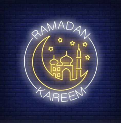 Ramadan Kareem LED Neon Sign – festive Islamic wall decor ideal for homes, mosques, or event celebrations, with vibrant colors and energy-efficient design.