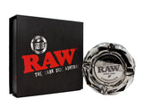 RAW Glass Ashtray featuring diamond facet cut and dark side design, ideal for stylish smoking decor.