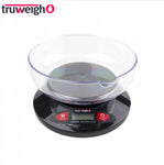 Truweigh Vortex Digital Bowl Scale Black 2000g x 0.1g - Dishwasher Safe - Kitchen Weighing