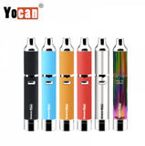 Yocan Evolve Plus Wax Vaporizer Pen available in multiple colors - black, blue, orange, red, silver, and rainbow finish.